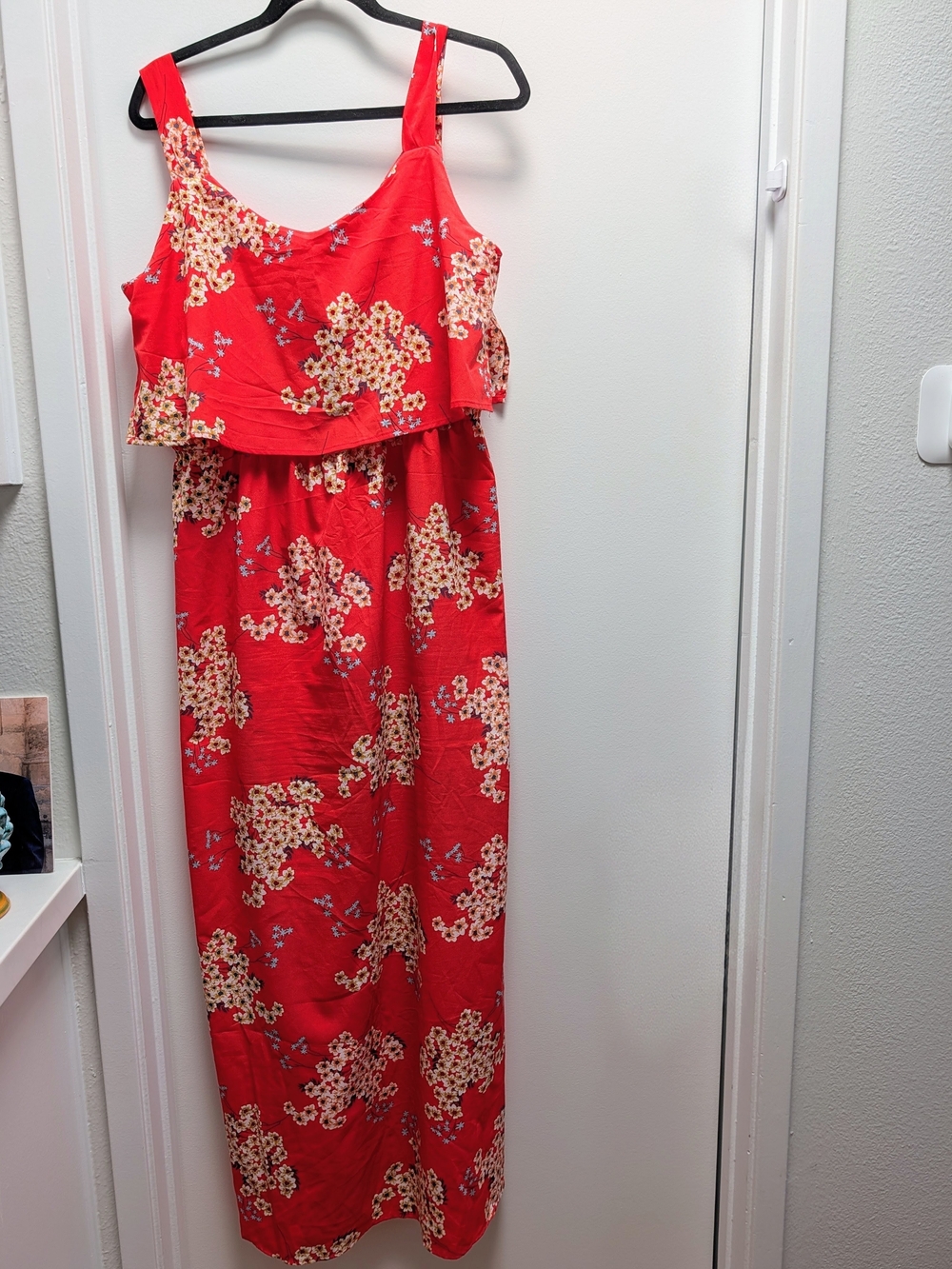 Maternity Floral Red Maxi Dress